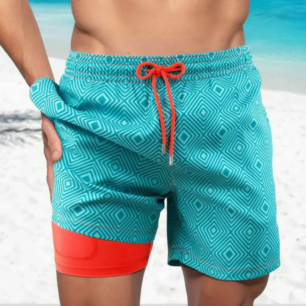 Men's Swim Shorts - Multi-Print Selection and Integrated Compression Liner