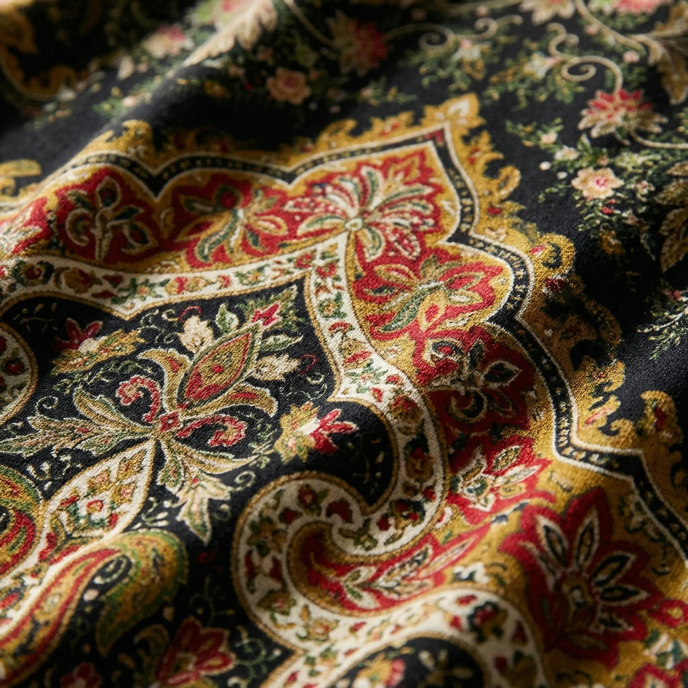 Midarae - Long Sleeve Midi Dress With Ornate Print