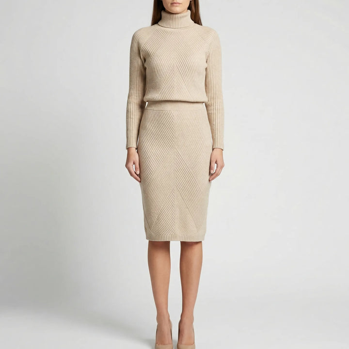 Midvelle - Long-Sleeve Turtleneck Midi Dress