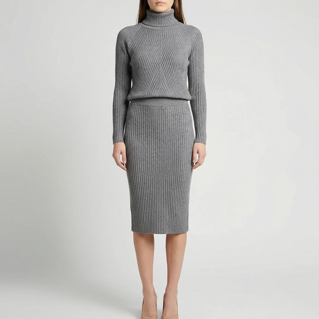 Midvelle - Long-Sleeve Turtleneck Midi Dress