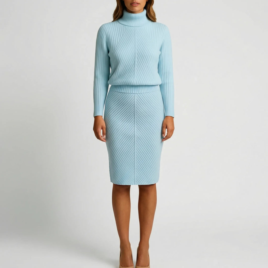 Midvelle - Long-Sleeve Turtleneck Midi Dress