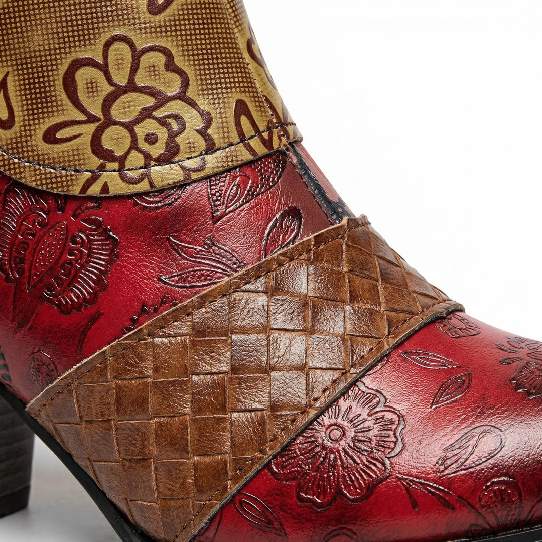 Mosaiqua - Patchwork Print Block Heel Ankle Boot