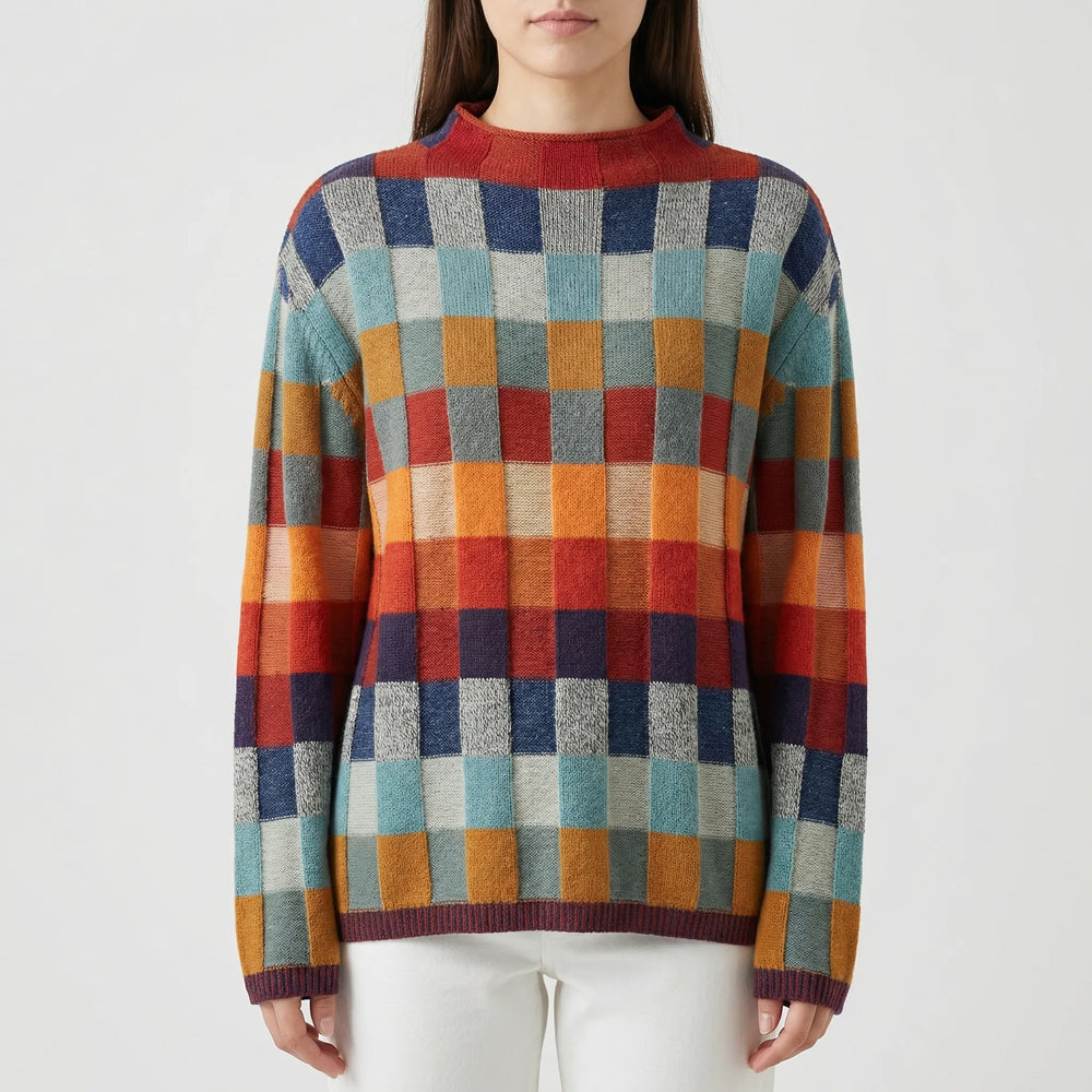 Mosaivo - High Neck Relaxed Knit Sweater