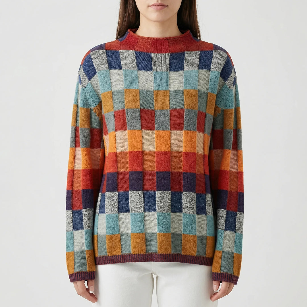 Mosaivo - High Neck Relaxed Knit Sweater