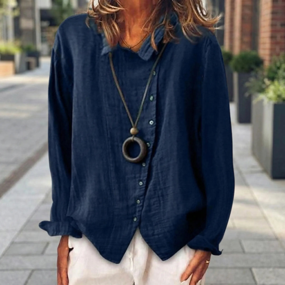 Navorra - Long Sleeve Button-Front Women's Shirt
