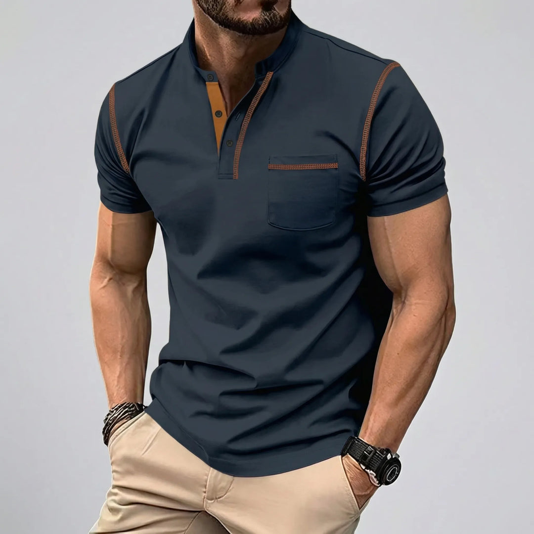 Naxivo - Short Sleeve Button Placket Polo