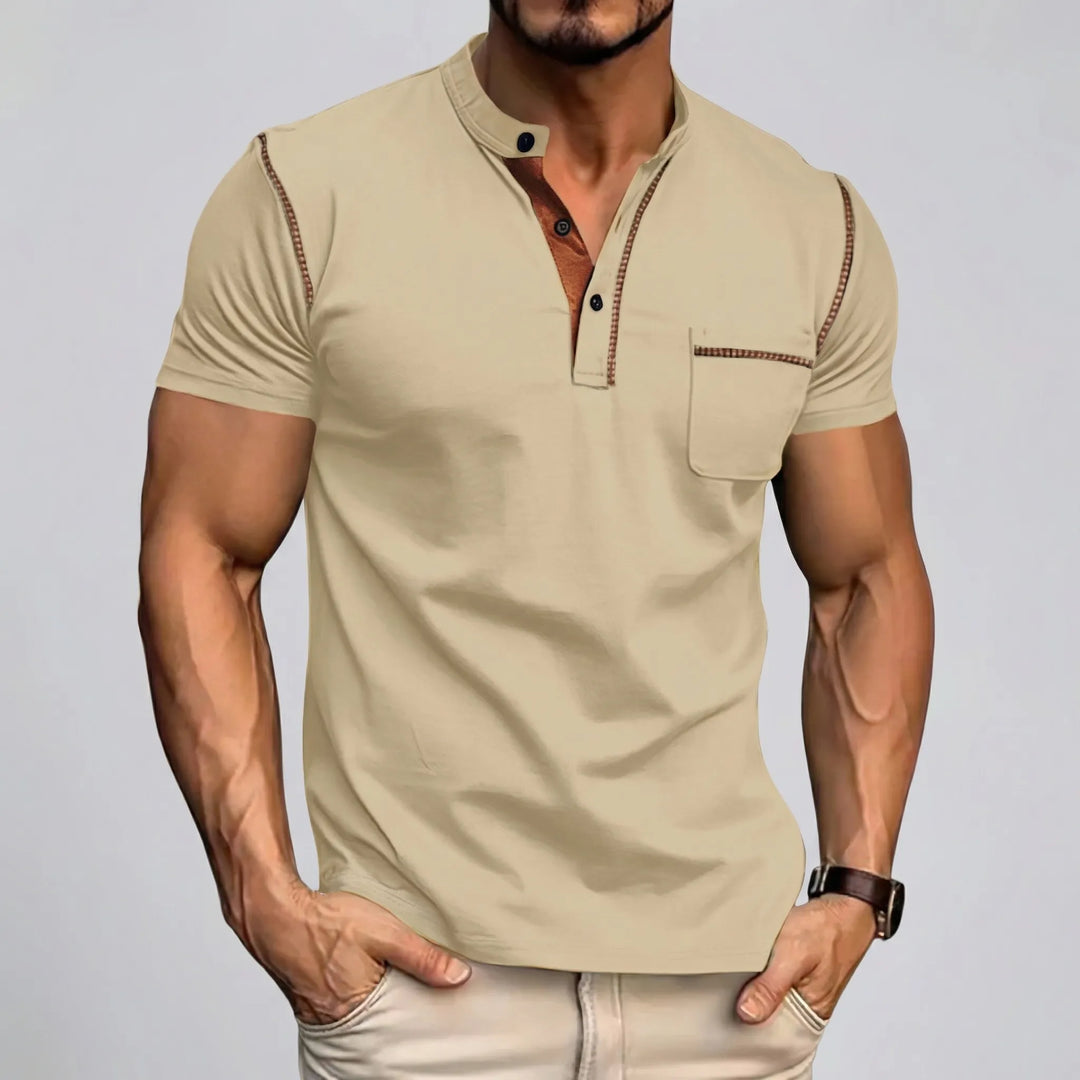 Naxivo - Short Sleeve Button Placket Polo