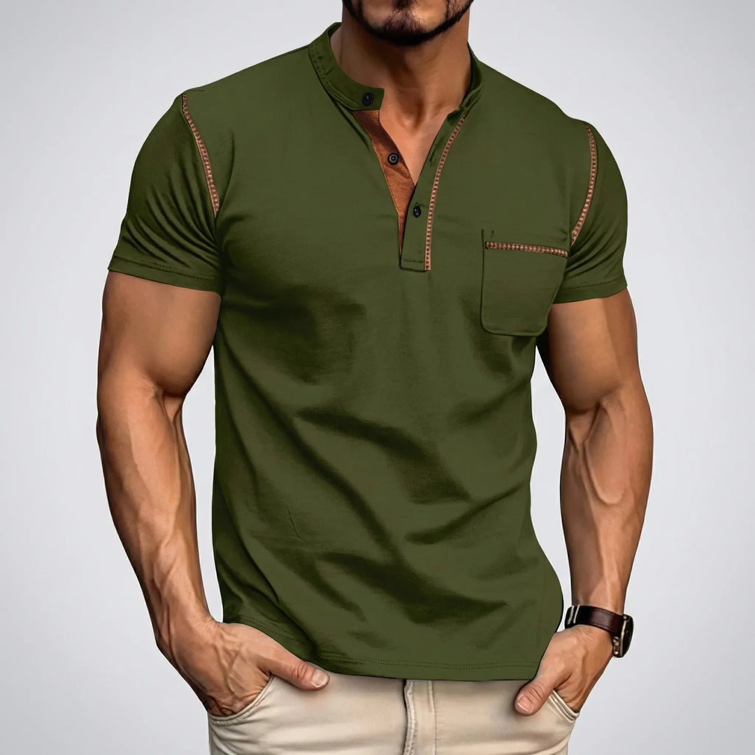 Naxivo - Short Sleeve Button Placket Polo