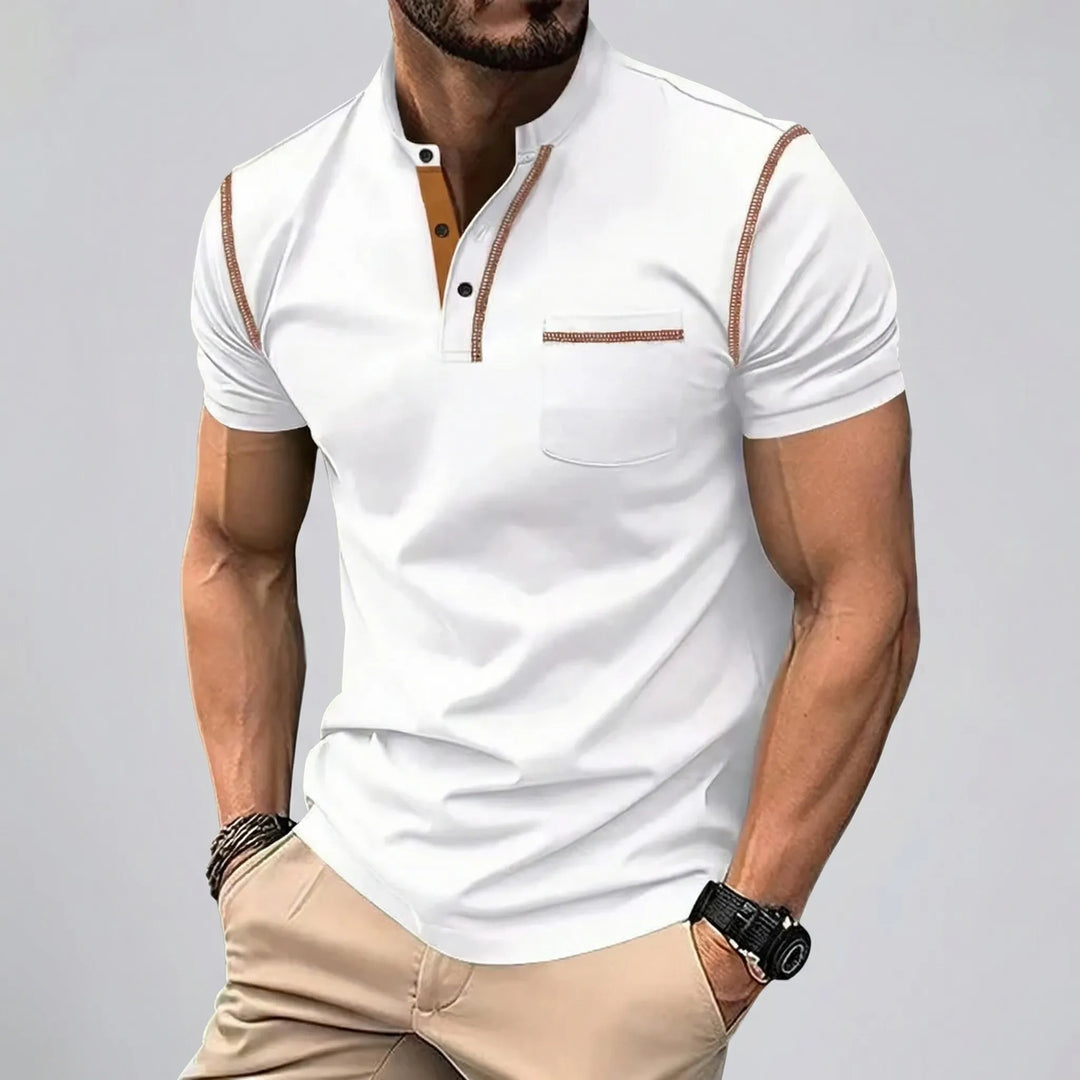 Naxivo - Short Sleeve Button Placket Polo
