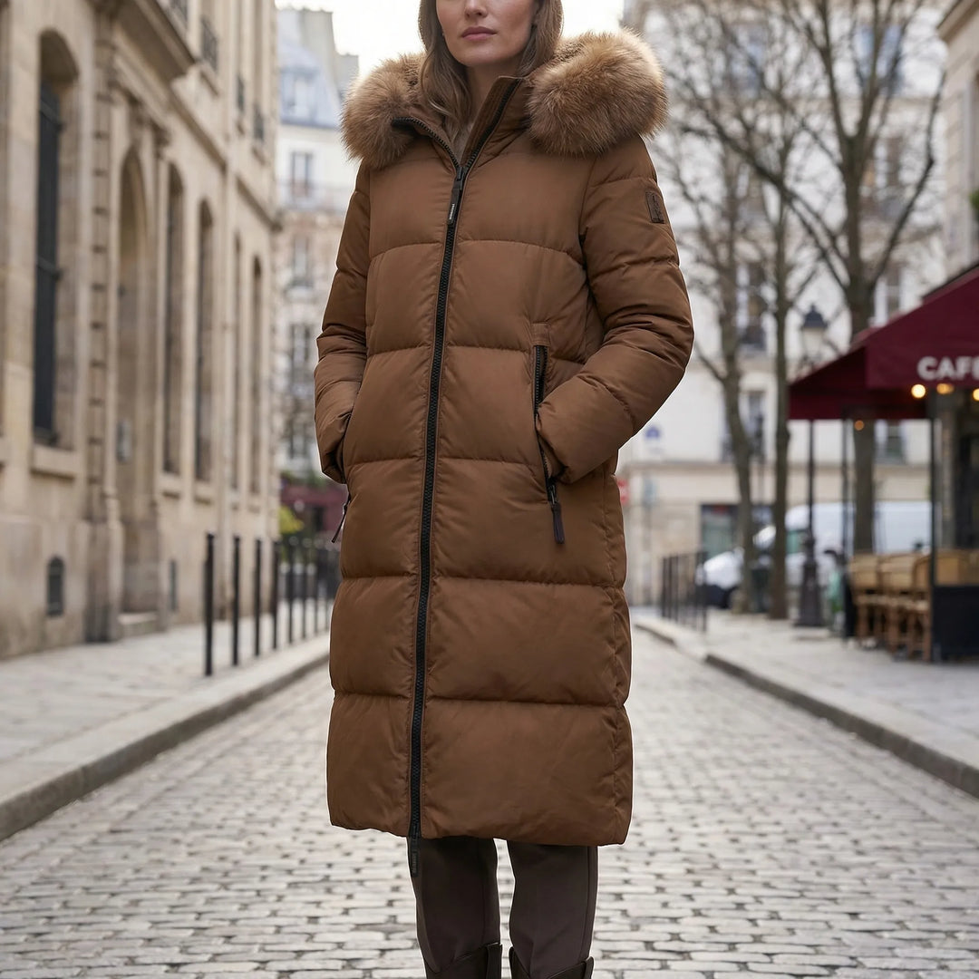 Nordelle - Long Quilted Puffer Coat With Fur-Trimmed Hood