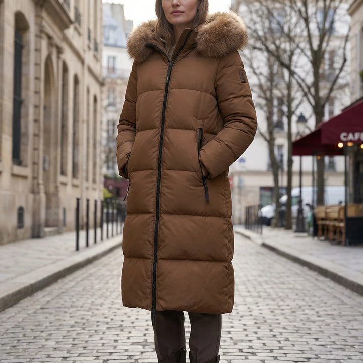 Nordelle - Long Quilted Puffer Coat With Fur-Trimmed Hood