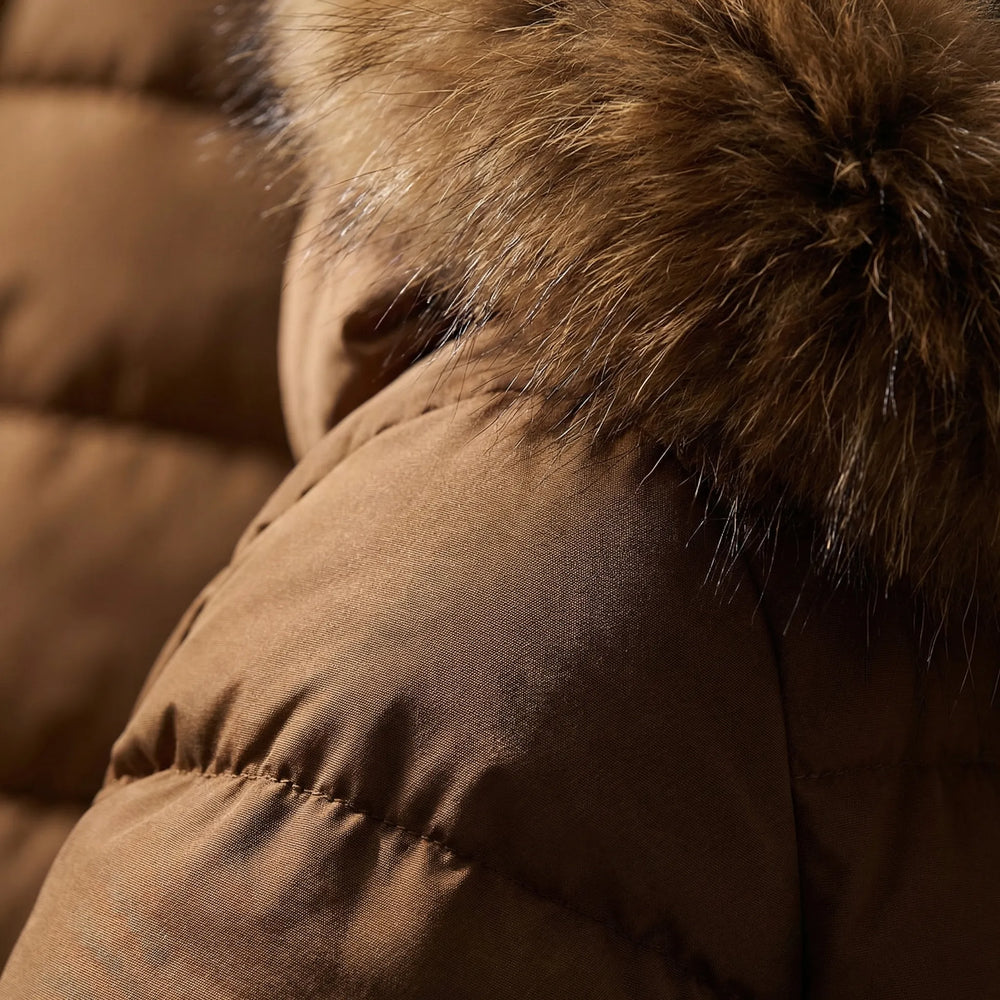 Nordelle - Long Quilted Puffer Coat With Fur-Trimmed Hood