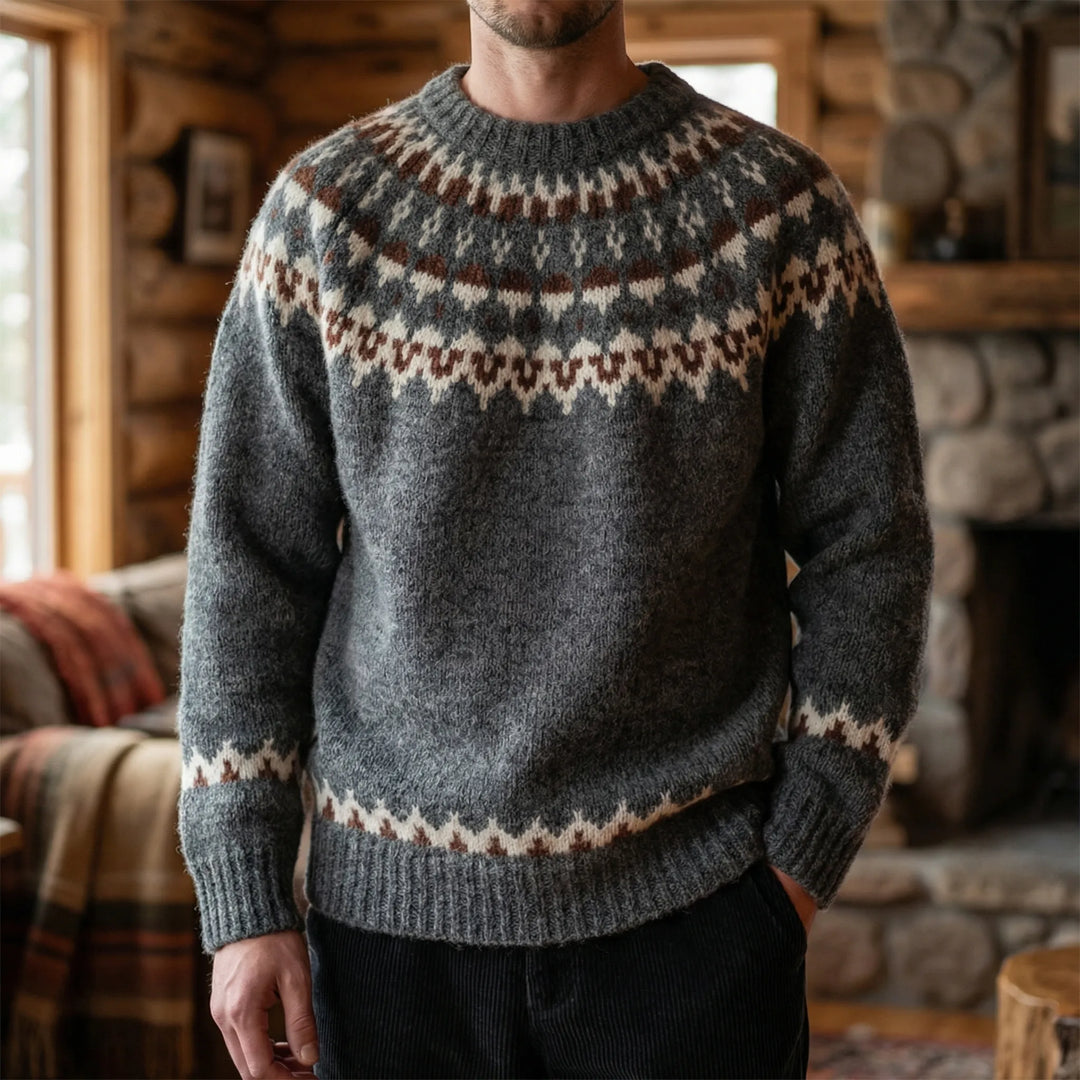 Nordrvik - Fair Isle Crewneck Pullover Sweater
