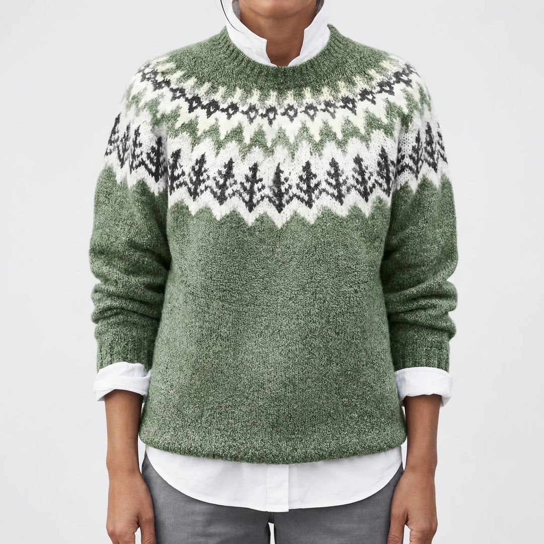 Nordvela - Fair Isle Print Pullover Sweater