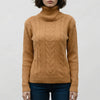 Avslappnad Passform Kabelstickad Turtleneck Tröja