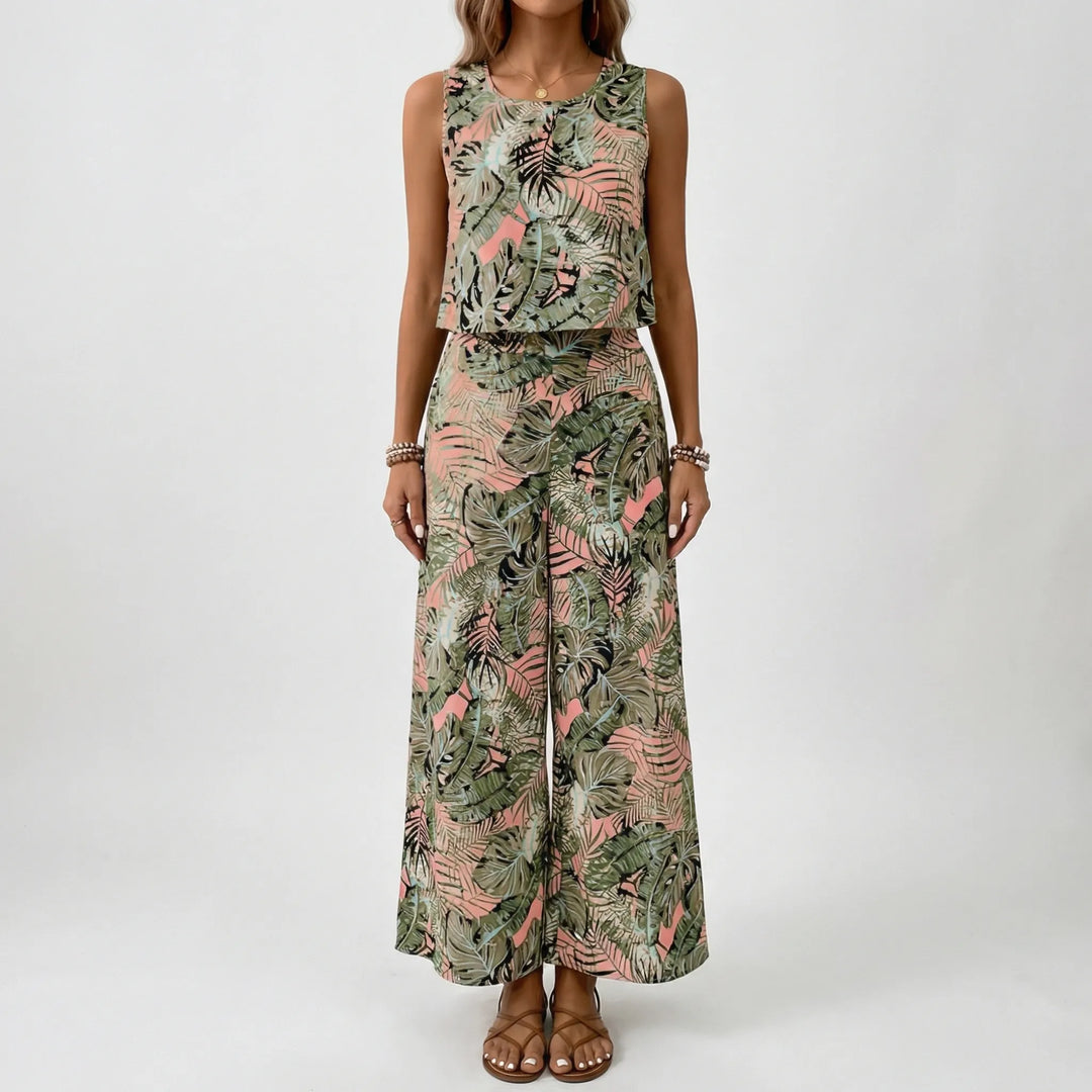 Palmaza - Tropical Print Two-Piece Coordinated Set