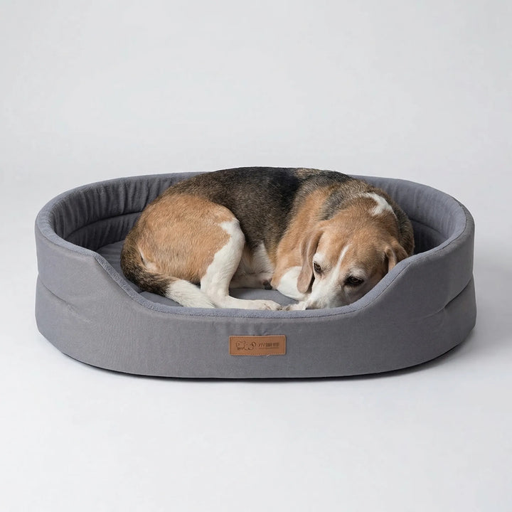 Pawvelo - Oval Plush Dog Bed With Raised Edges