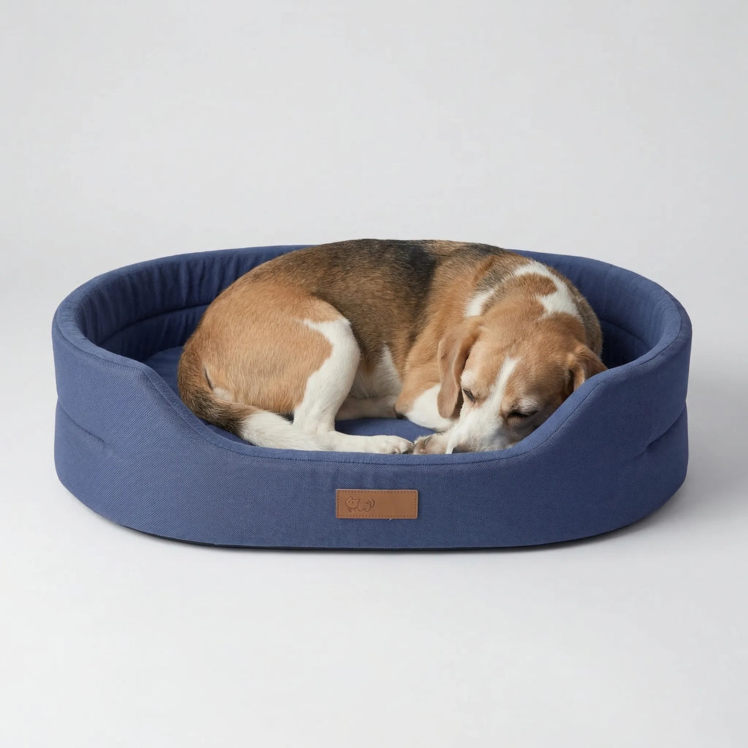 Pawvelo - Oval Plush Dog Bed With Raised Edges