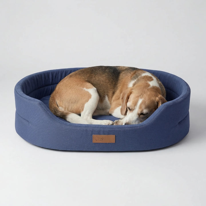 Pawvelo - Oval Plush Dog Bed With Raised Edges