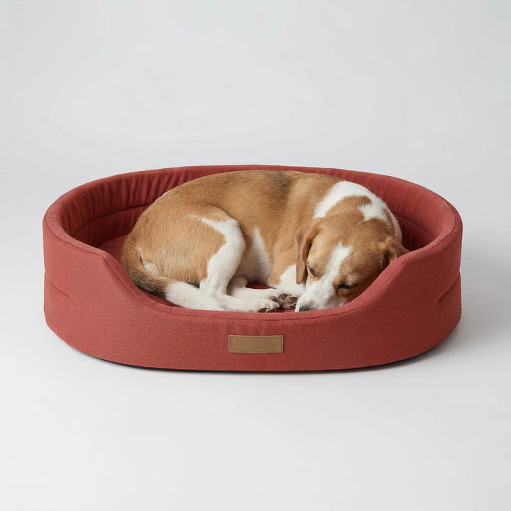 Pawvelo - Oval Plush Dog Bed With Raised Edges