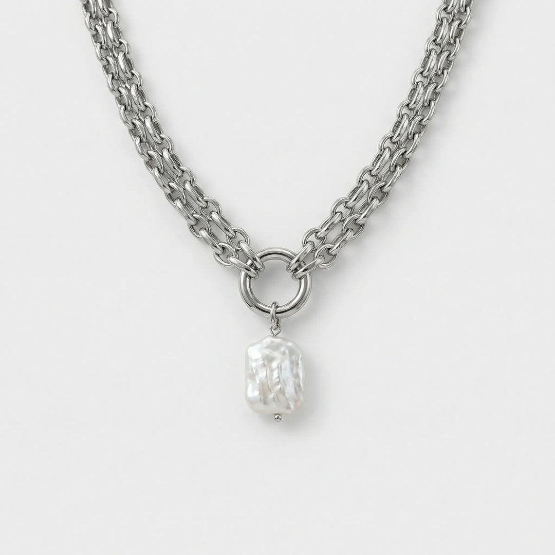 Pearlova - Baroque Pearl Pendant Chain Necklace