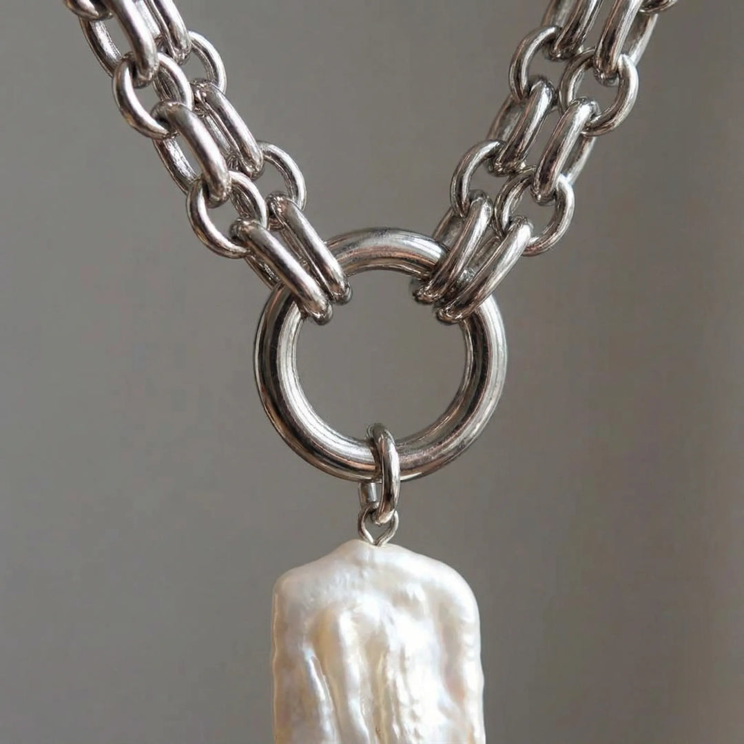 Pearlova - Baroque Pearl Pendant Chain Necklace