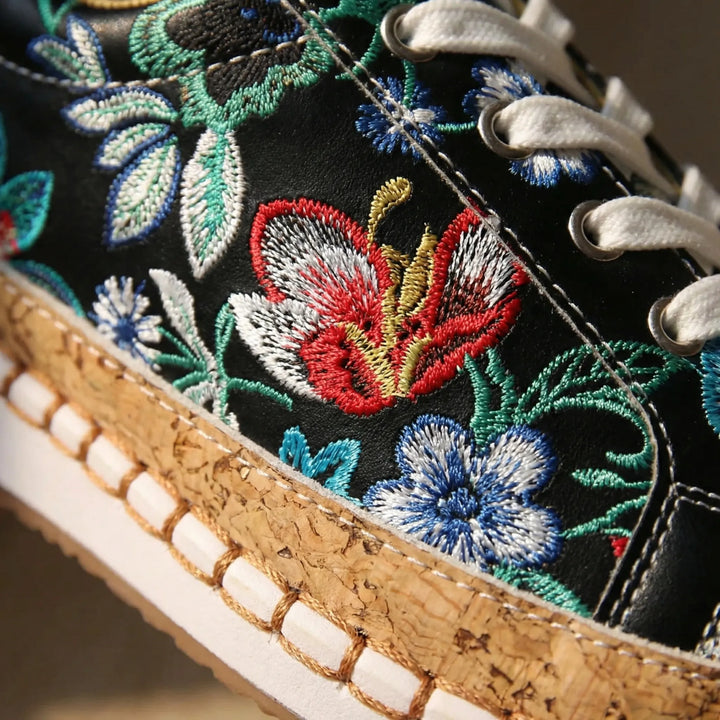 Petalace - Flat Lace-Up Sneaker With Floral Print