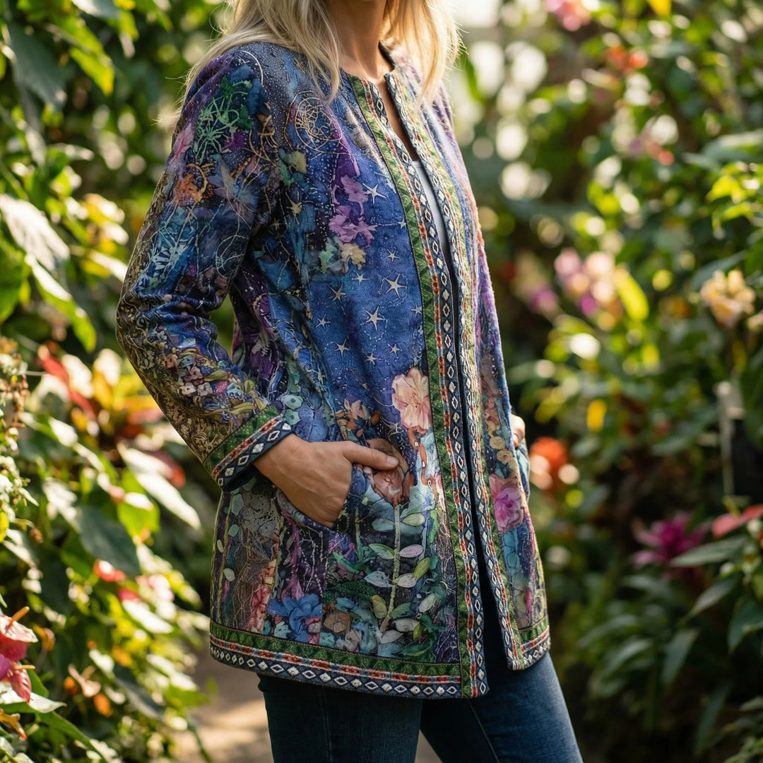 Petalvex - Open-Front Floral Printed Cardigan