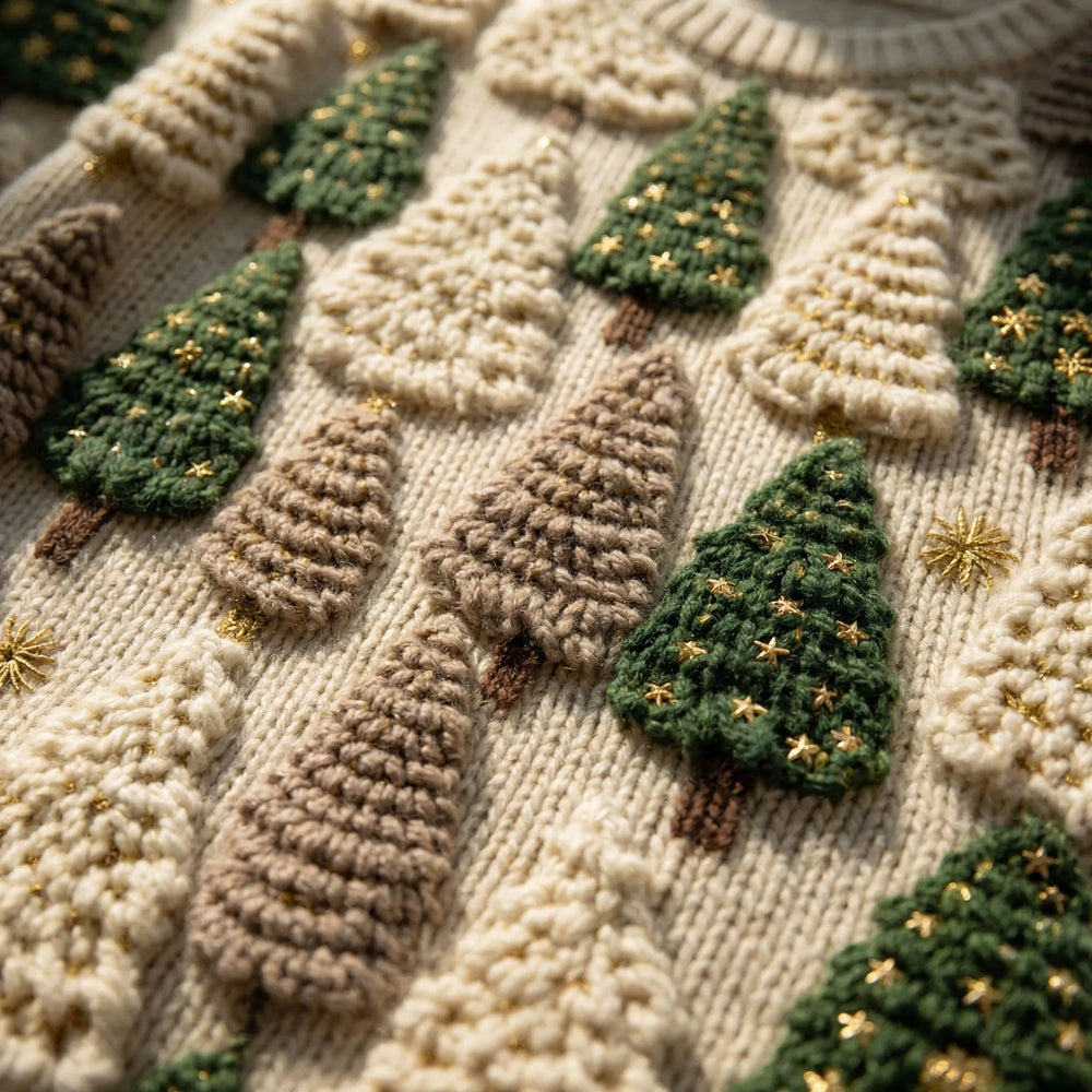 Pinevara - Festive Christmas Tree Print Sweater