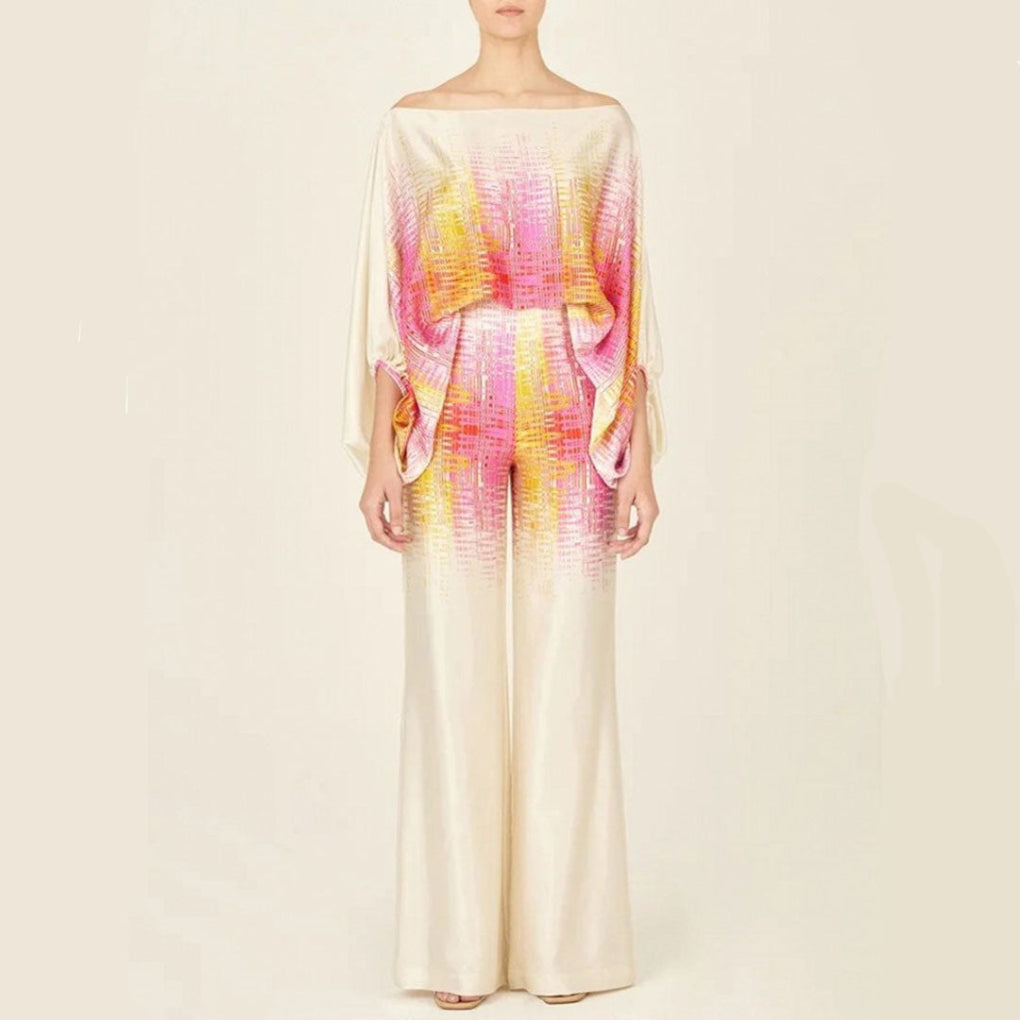 Off-Shoulder Stil Satin 2 Delars Set för Kvinnor