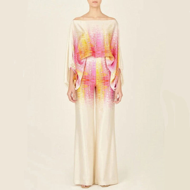Off-Shoulder Stil Satin 2 Delars Set för Kvinnor