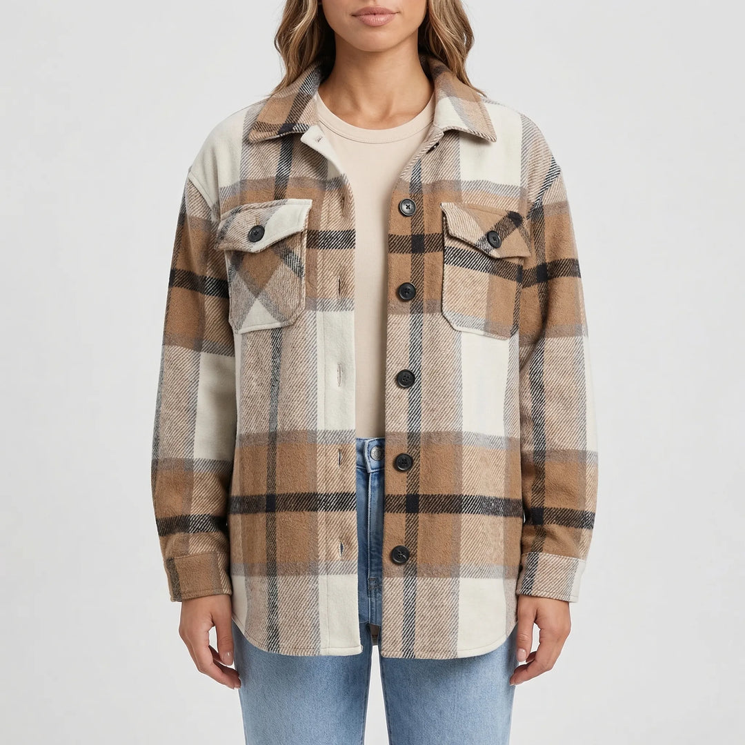 Plaidova - Relaxed Fit Plaid Shirt Jacket