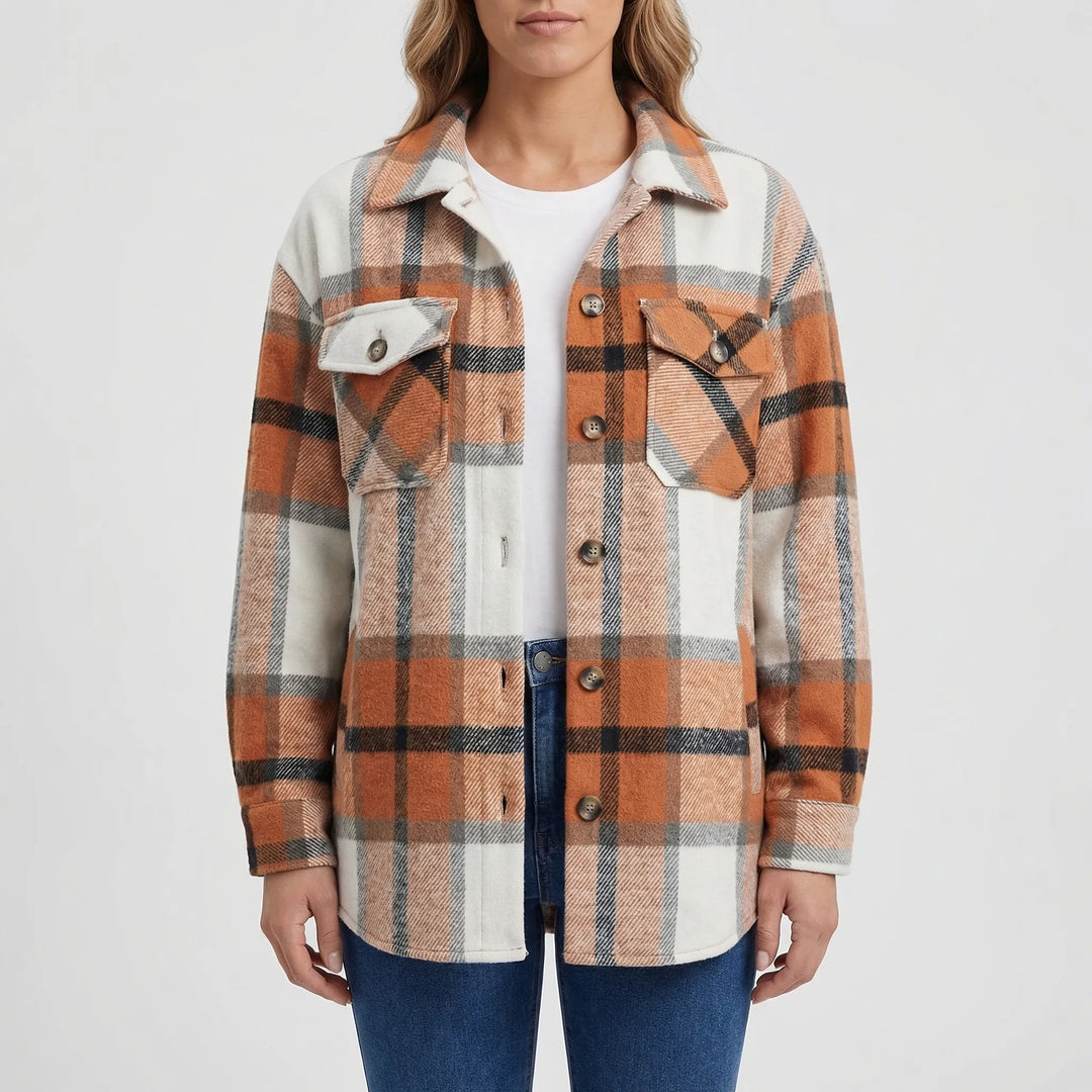 Plaidova - Relaxed Fit Plaid Shirt Jacket
