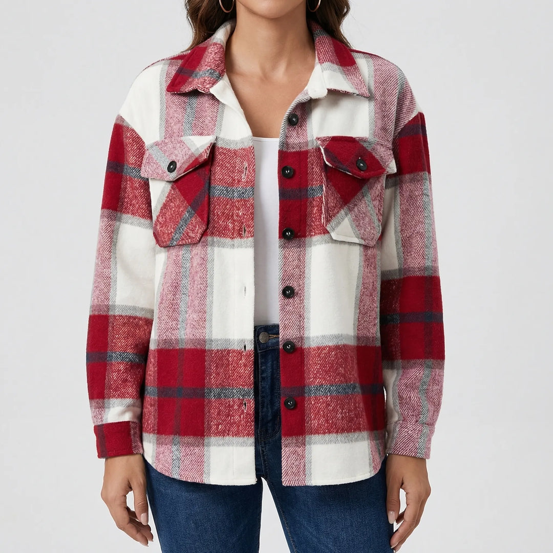 Plaidova - Relaxed Fit Plaid Shirt Jacket