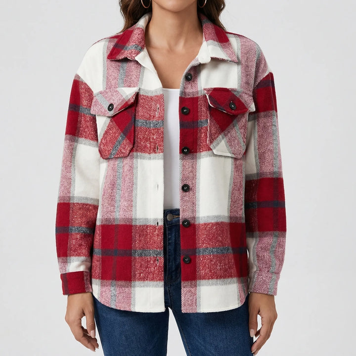 Plaidova - Relaxed Fit Plaid Shirt Jacket
