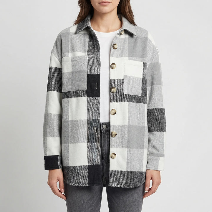 Plaidova - Relaxed Fit Plaid Shirt Jacket