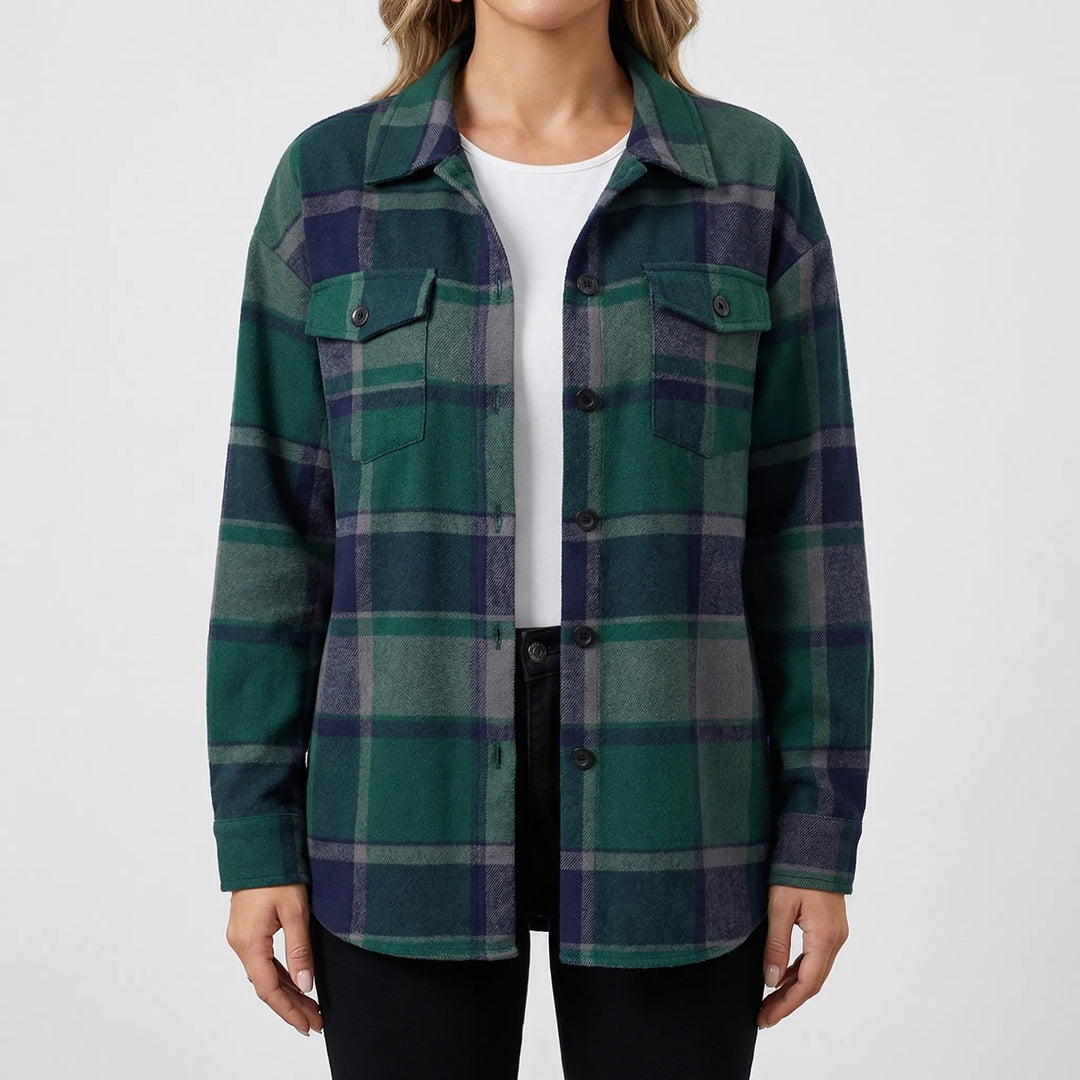 Plaidova - Relaxed Fit Plaid Shirt Jacket