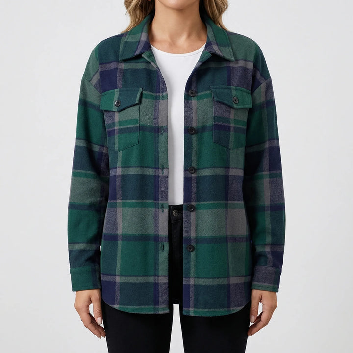Plaidova - Relaxed Fit Plaid Shirt Jacket
