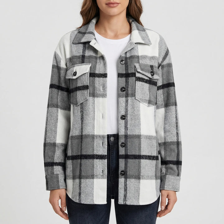 Plaidova - Relaxed Fit Plaid Shirt Jacket