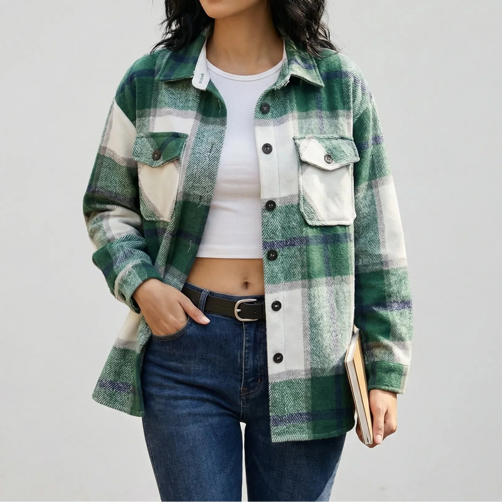 Plaidova - Relaxed Fit Plaid Shirt Jacket