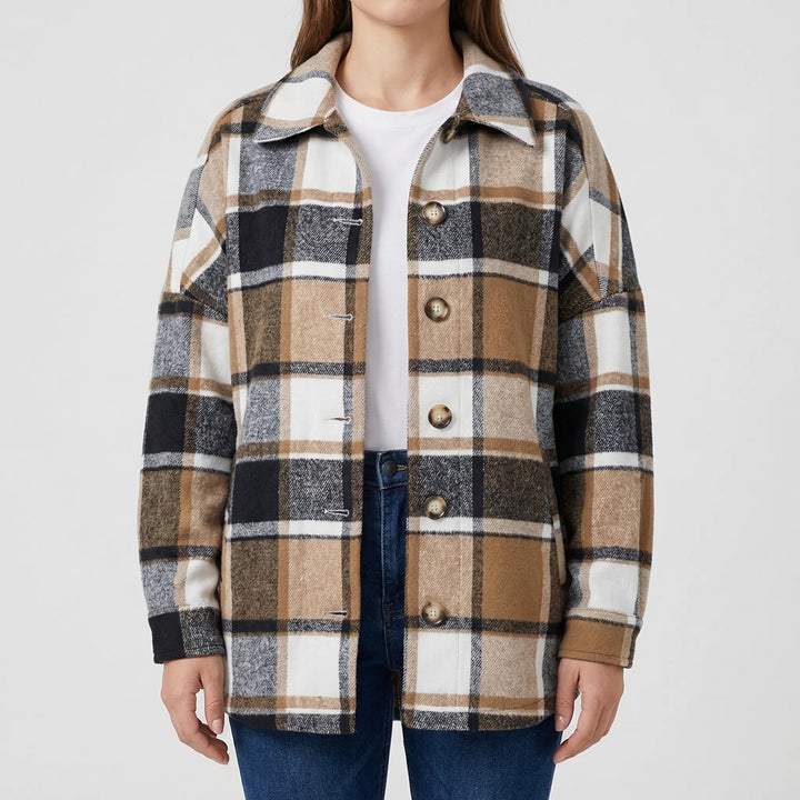 Plaidova - Relaxed Fit Plaid Shirt Jacket