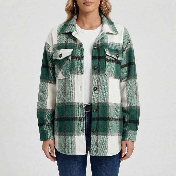 Plaidova - Relaxed Fit Plaid Shirt Jacket
