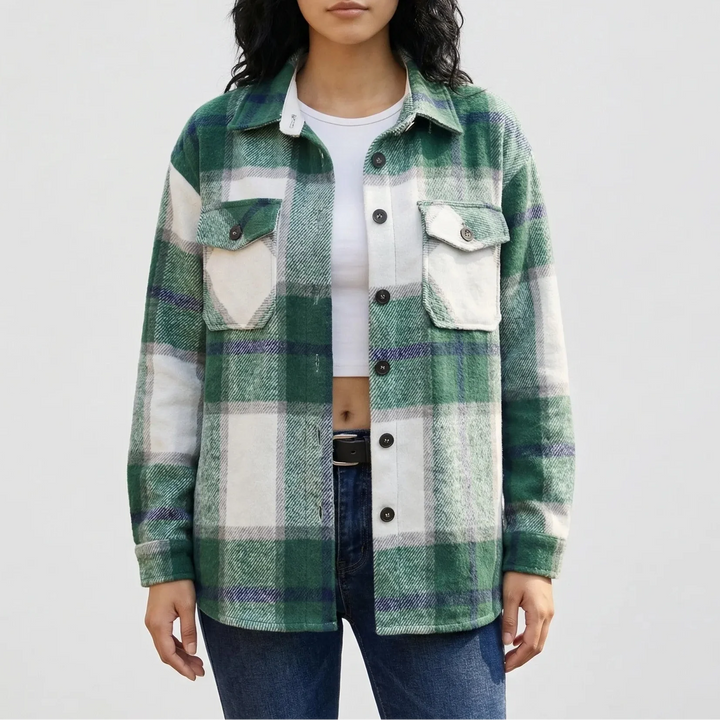 Plaidova - Relaxed Fit Plaid Shirt Jacket