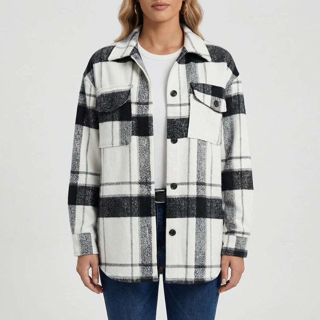 Plaidova - Relaxed Fit Plaid Shirt Jacket