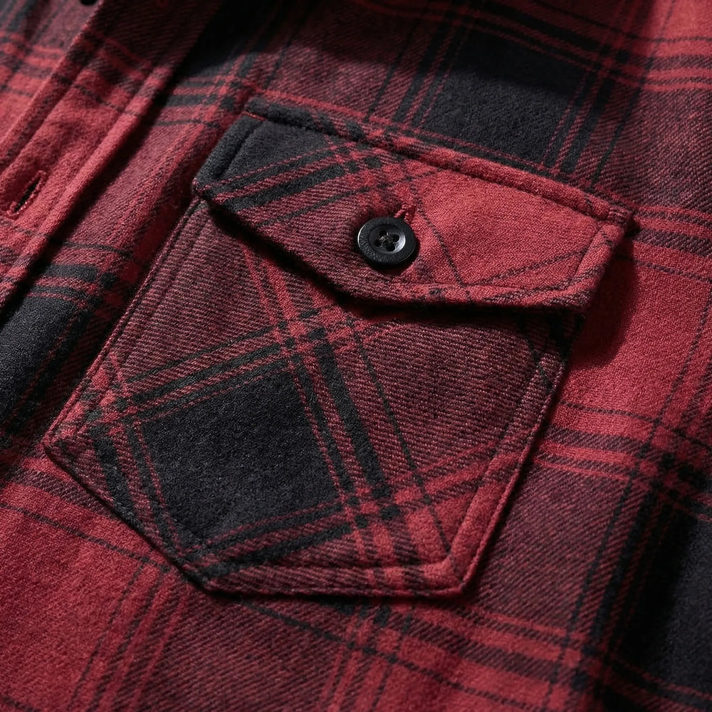 Plaidvex - Classic Plaid Long-Sleeve Button-Down Shirt