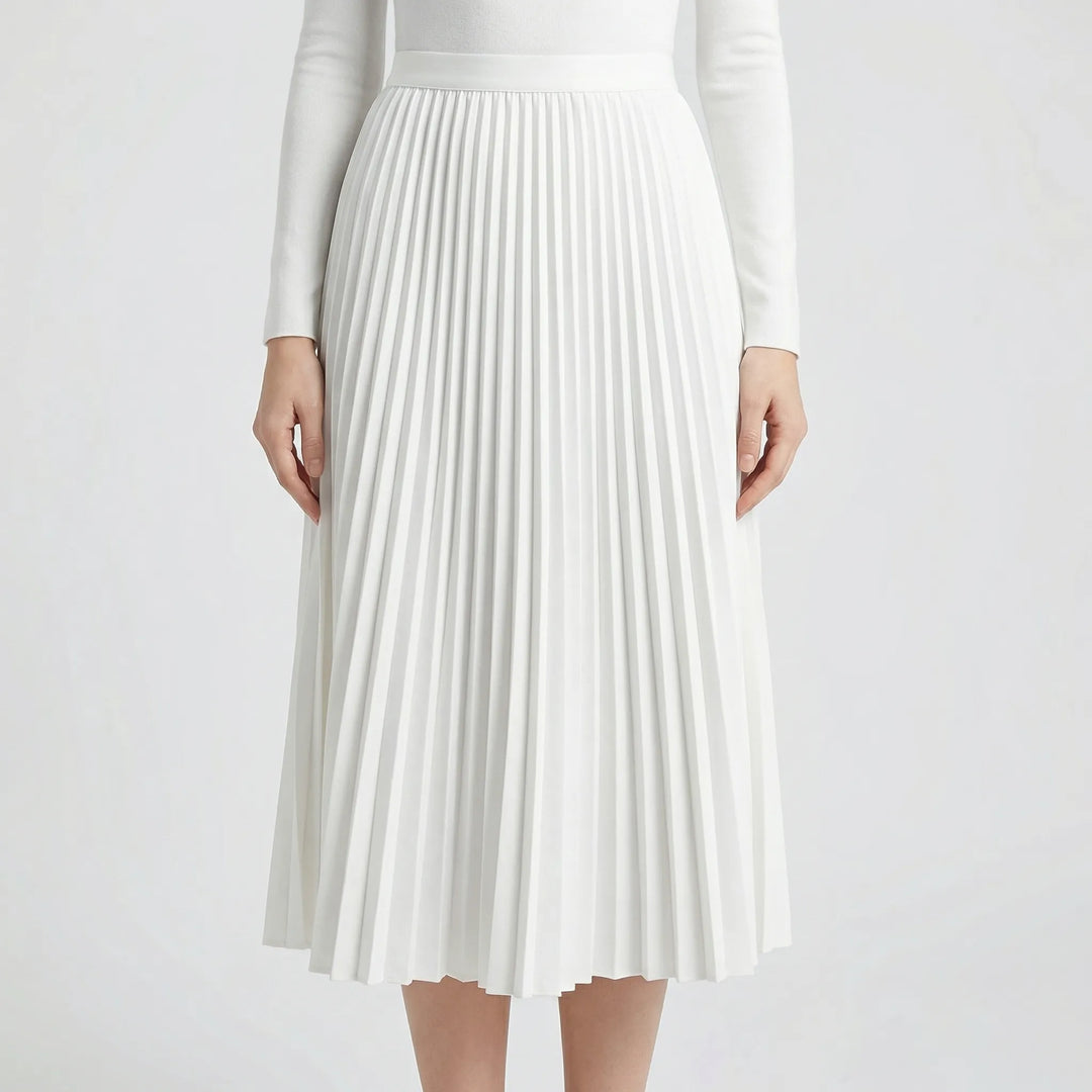 Pleavia - High-Waist Pleated Midi Skirt