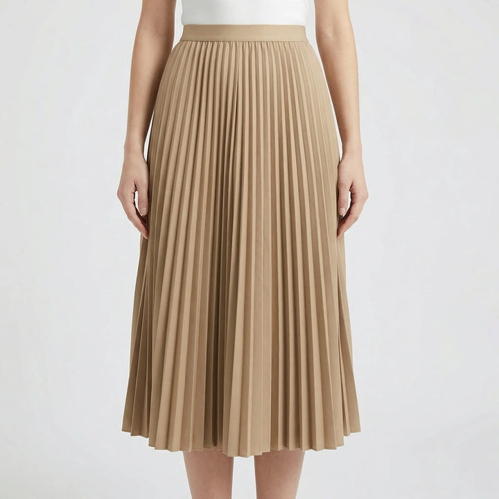 Pleavia - High-Waist Pleated Midi Skirt