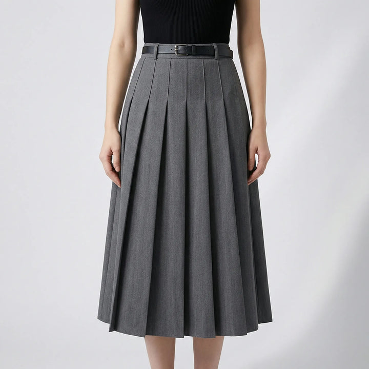 Pleavora - Pleated Mid-Length Casual Skirt