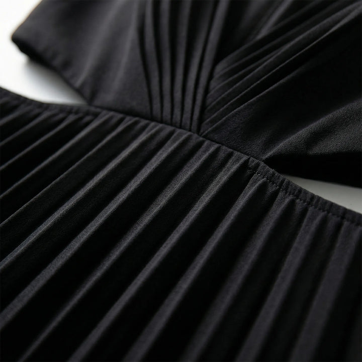 Plissara - Sleeveless Pleated Maxi Dress With Cutout Waist