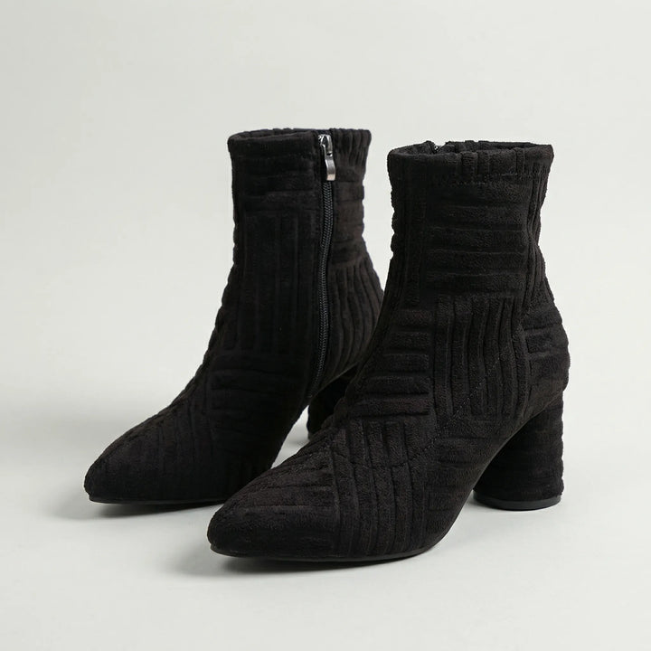 Pointrex - Pointed Toe Block Heel Ankle Boot